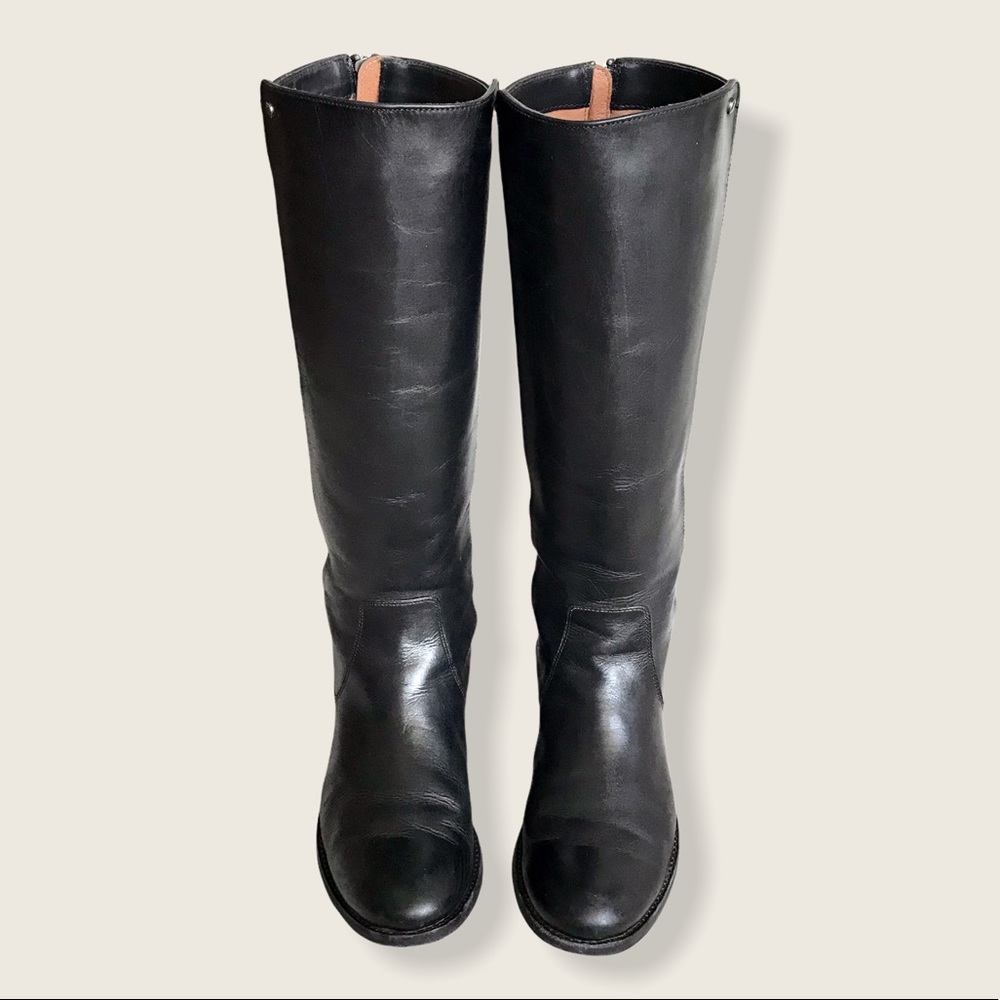 Frye Melissa Stud Black BackZip Tall Leather Boots - Picture 6 of 16